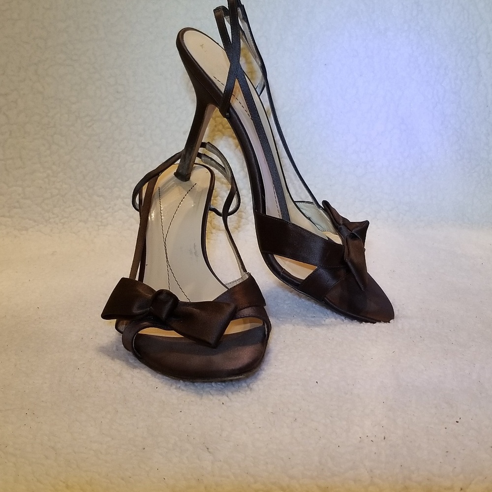 KATE SPADE Brown Satin sling heels. Open toe